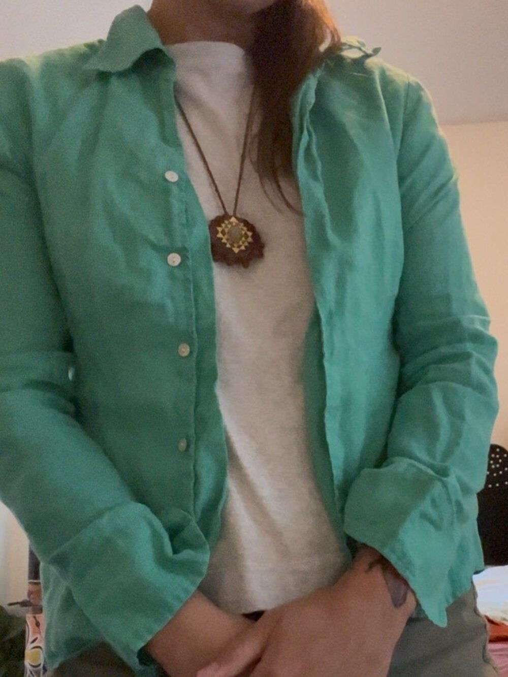 Parisian Signature 100% Linen Button Shirt in Teal Color